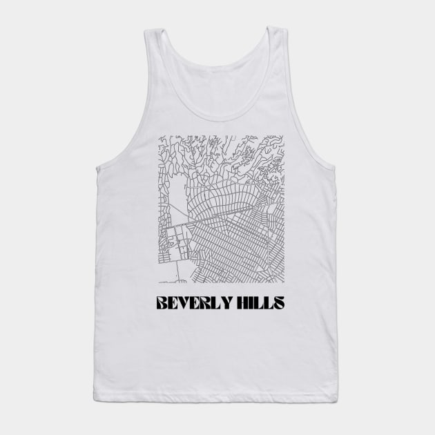 Retro Map of Beverly Hills, Los Angeles Minimalist Line Drawing Tank Top by SKANDIMAP